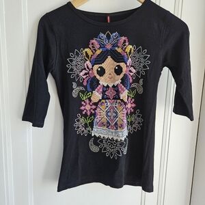 AY GUEY Embellished Mexican Doll Shortsleeve Tshirt The Retro Señorita -